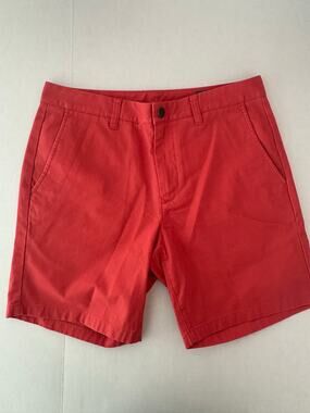 Bonobos Men's Washed Chino Shorts Red Coral Size 32 (7" Inseam)